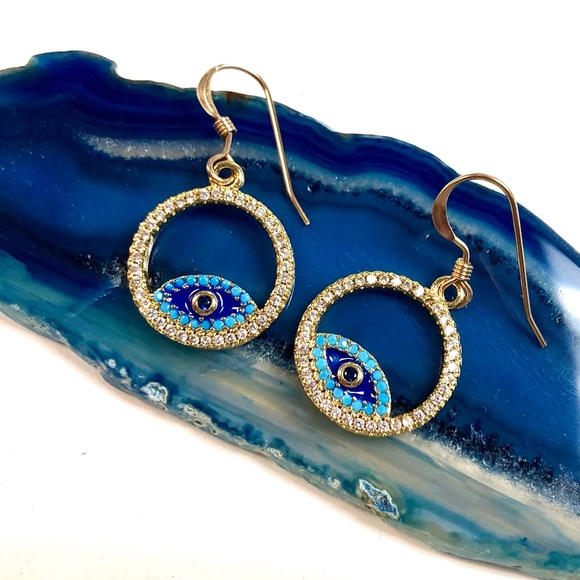 Evil Eye Earrings, Hamsa, Protection, Minimalist - Picture 10 of 13